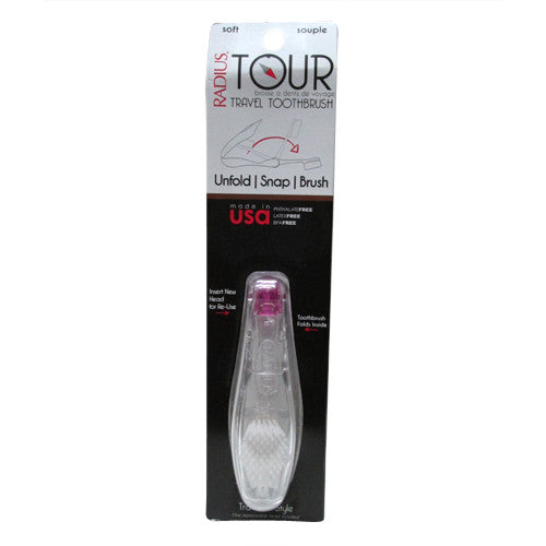 Radius Tour Travel Soft Toothbrush, Latex Free, 1 Ea